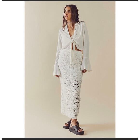 Free People Dresses & Skirts - Free People Womens Tavi Set Crochet Skirt & Top White Size M